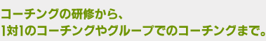 コーチング研修から、１対１のコーチングやグループでのコーチングまで提案・実施