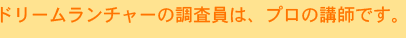 ドリームランチャーの調査員は、プロの講師です。